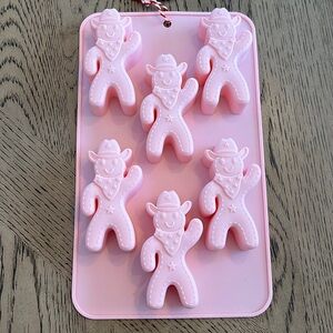 Christmas Gingerbread Man Cowboy Silicone Cake Mold Western Holiday Bakeware